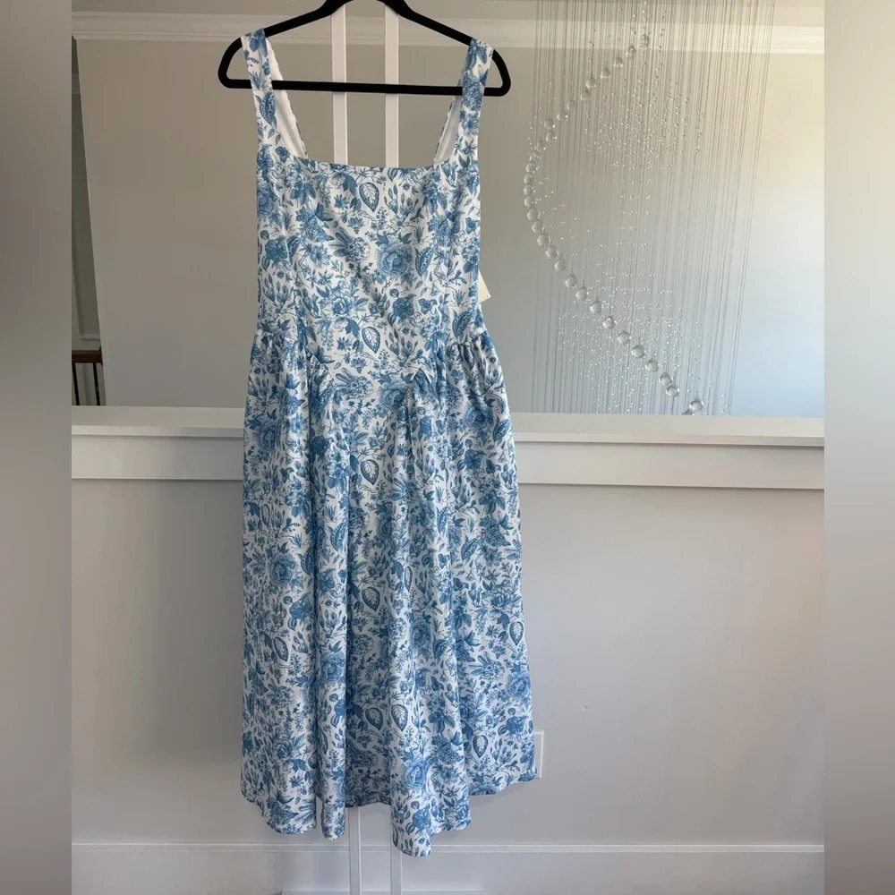 Commense Blue and White Floral Midi Dress - Picture 5 of 10